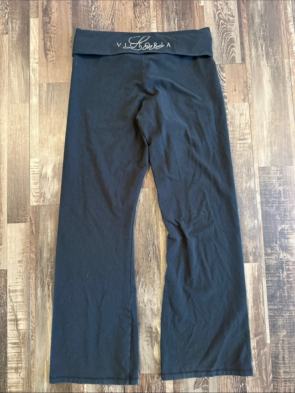 Victoria's Secret Black Fold-Over Waist Yoga Pants - Picture 1 of 3